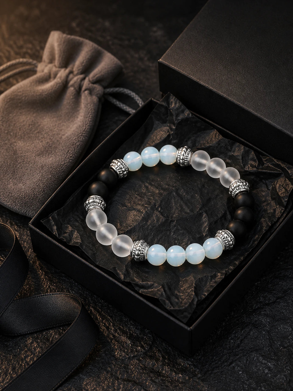 Agate Yoga Grounding Bracelet packaging flat lay