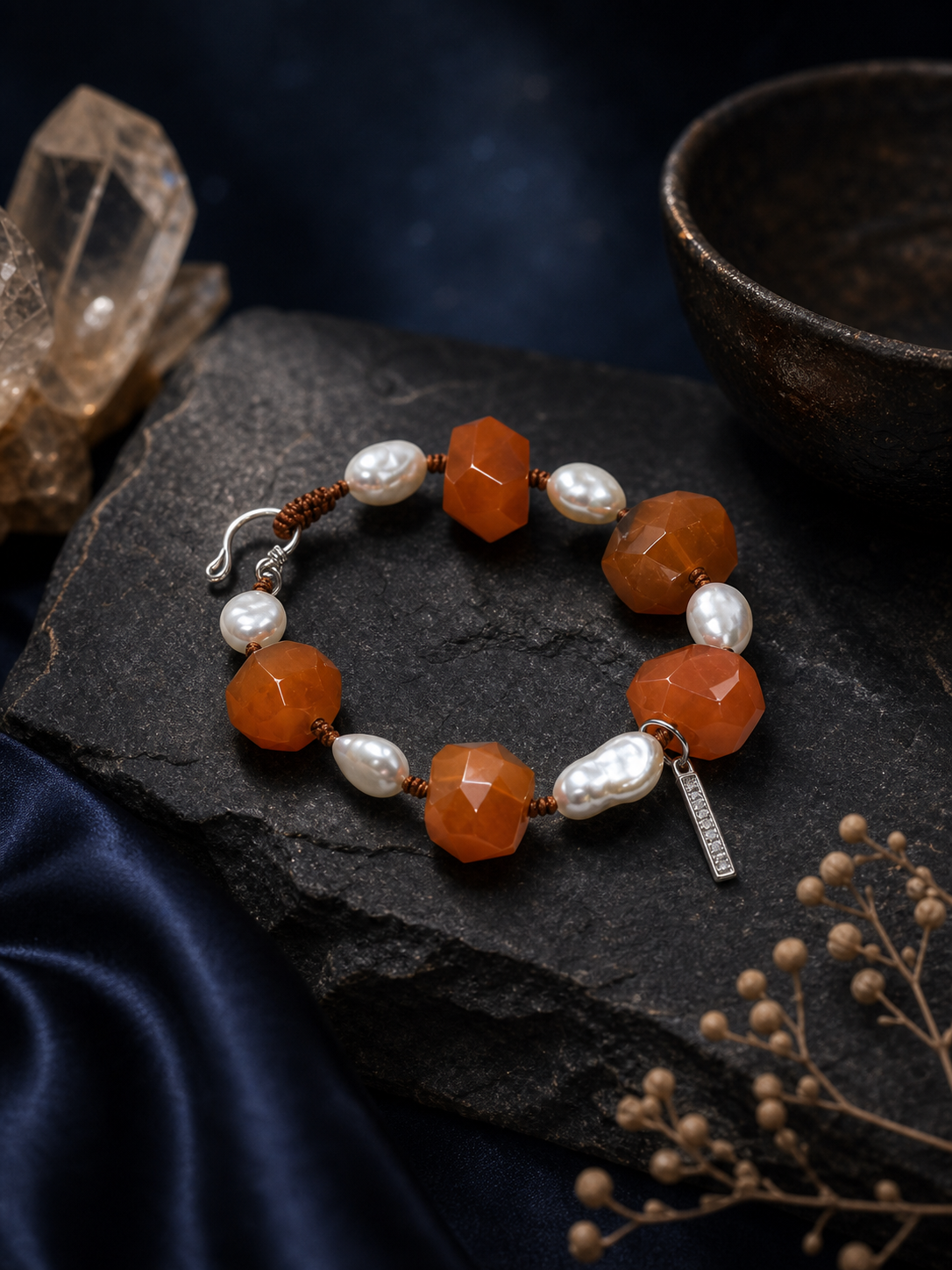 Amber Drift Agate Pearl Bracelet styled for daily wear, manifestation, travel ritual use