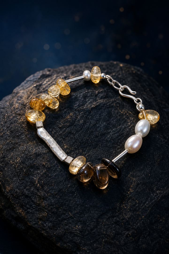 Amber Tide Citrine Pearl Bracelet side or closure detail