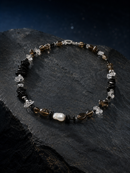 Ash Sequence Smoky Quartz Necklace angled three-quarter product view