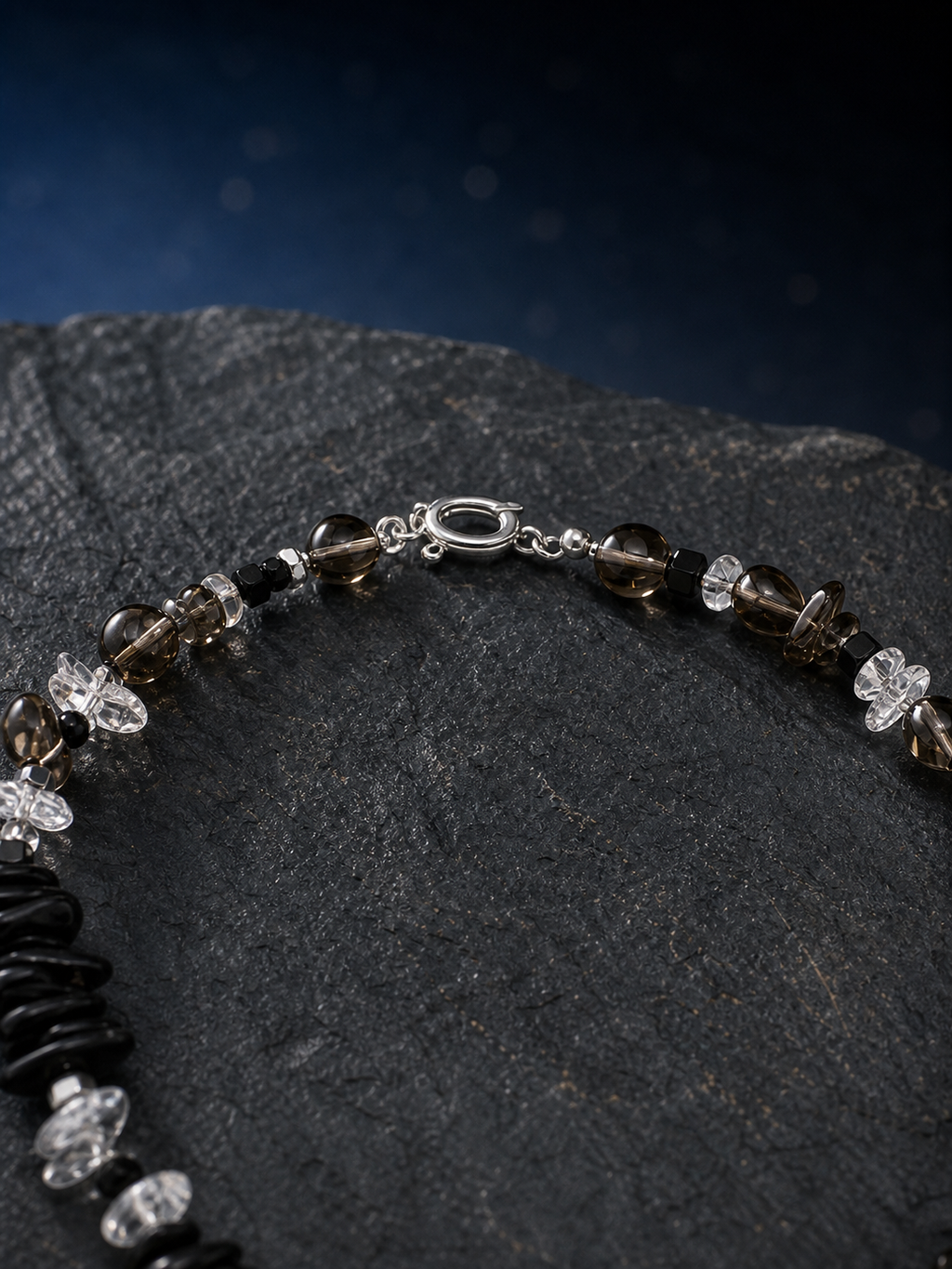 Ash Sequence Smoky Quartz Necklace side or closure detail