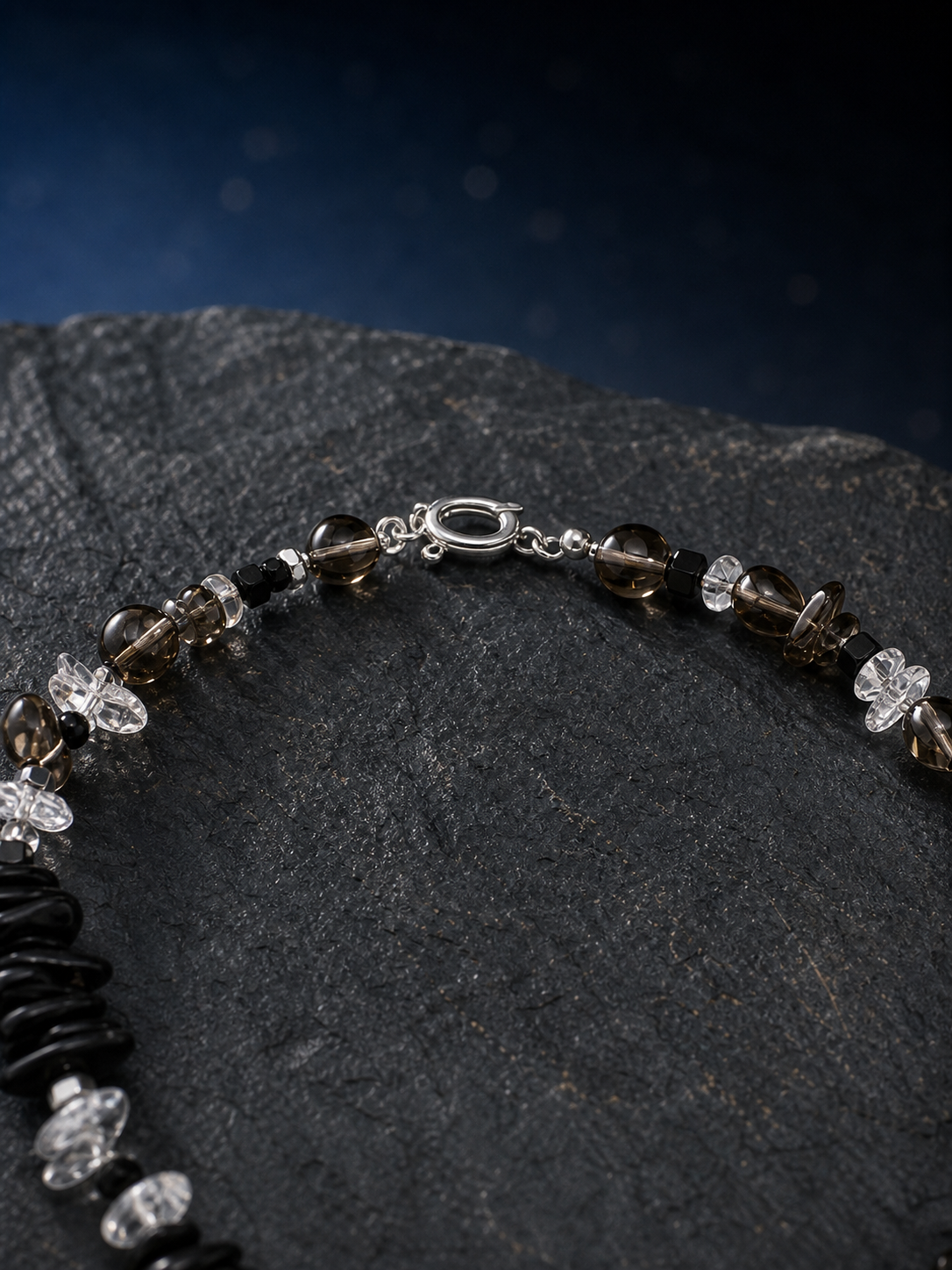 Ash Sequence Smoky Quartz Necklace side or closure detail