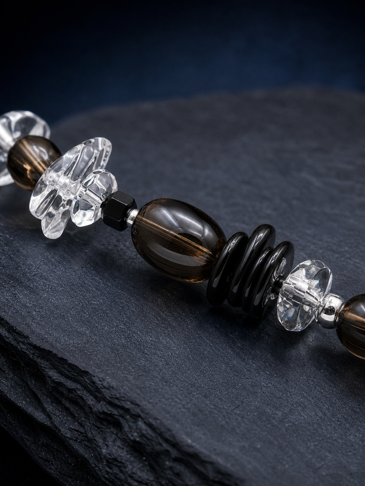 Ash Sequence Smoky Quartz Necklace crystal texture close-up