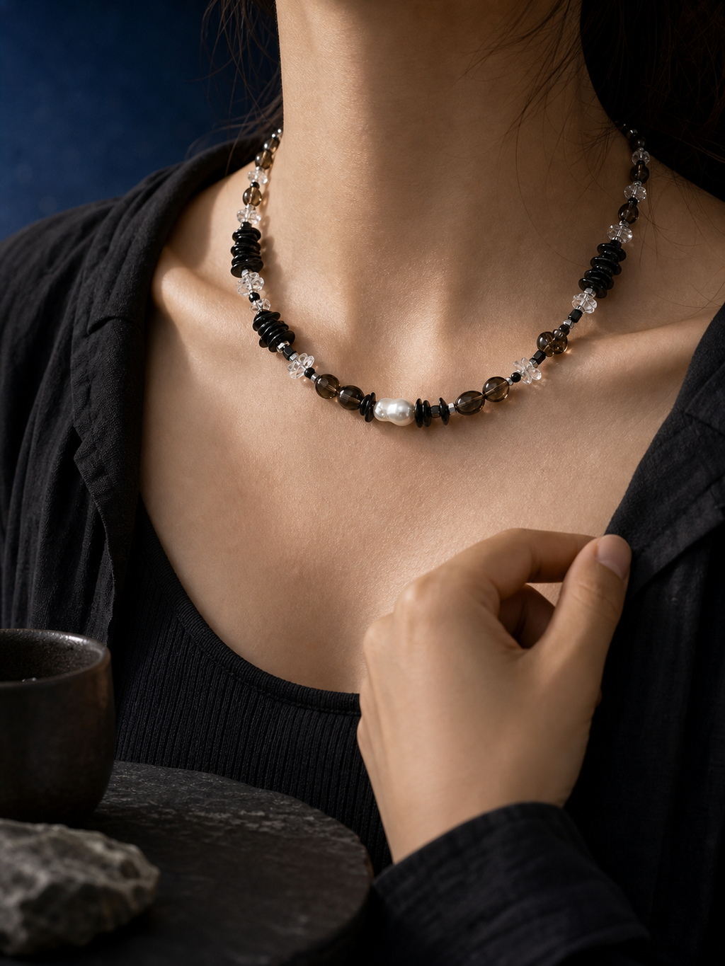Ash Sequence Smoky Quartz Necklace lifestyle ritual context