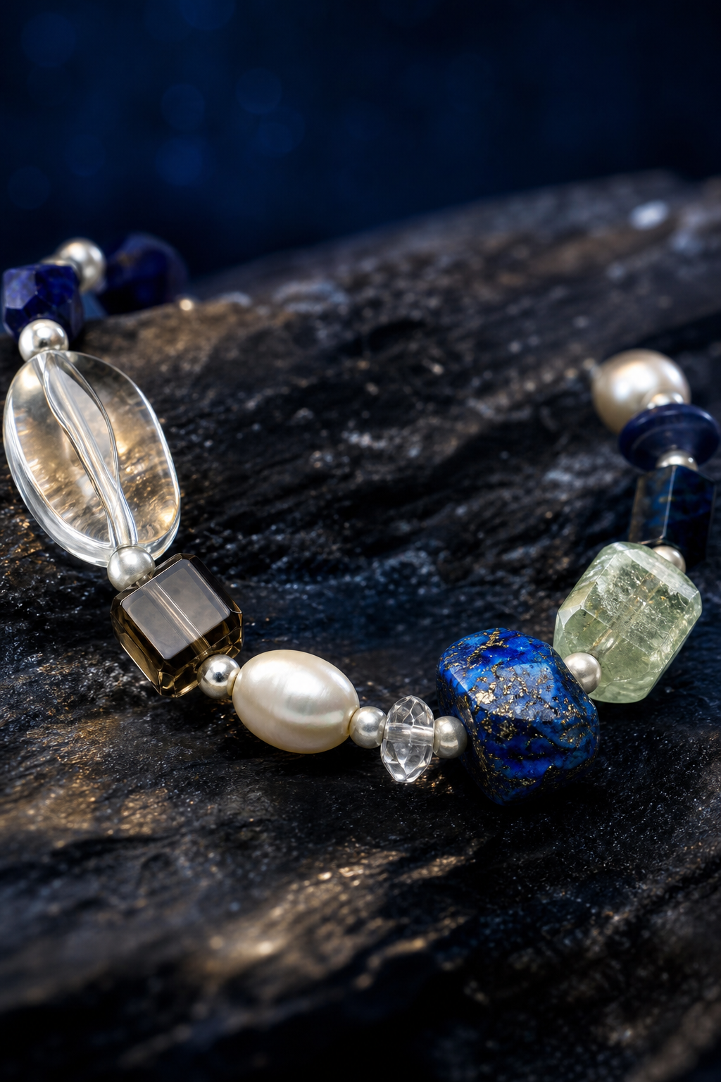 Azure Core Lapis Quartz Bracelet crystal texture close-up