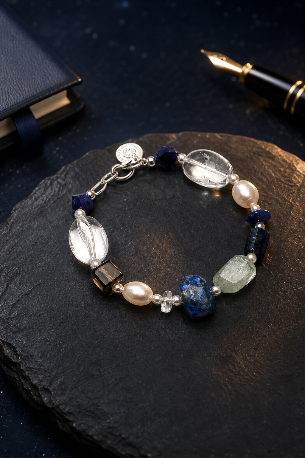 Azure Core Lapis Quartz Bracelet styled for daily wear, travel, work desk ritual use