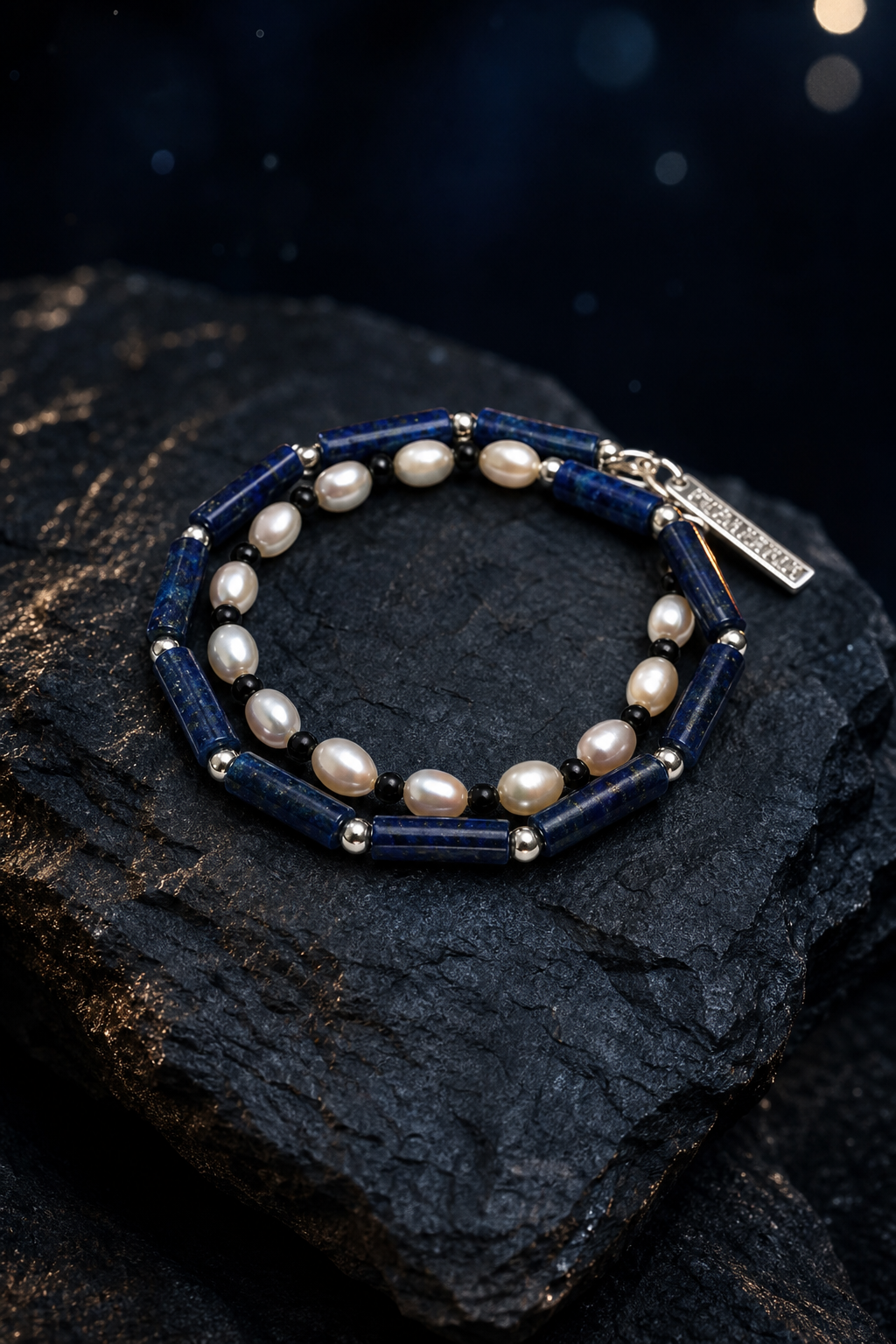 Blue Sentinel Pearl Bracelet side or closure detail