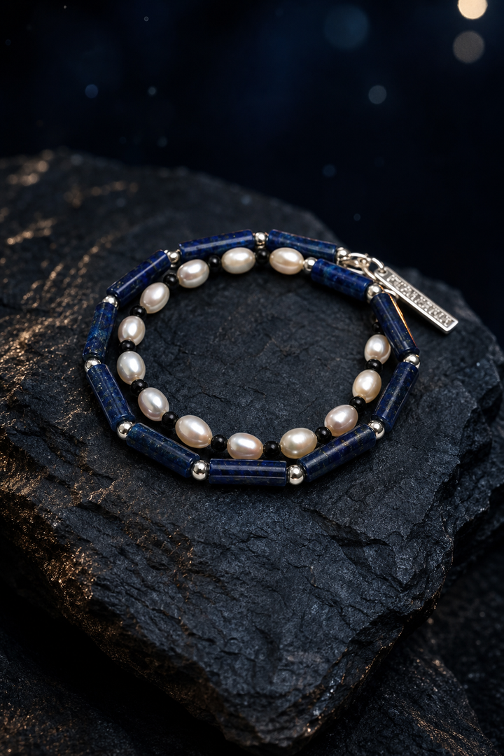 Blue Sentinel Pearl Bracelet side or closure detail