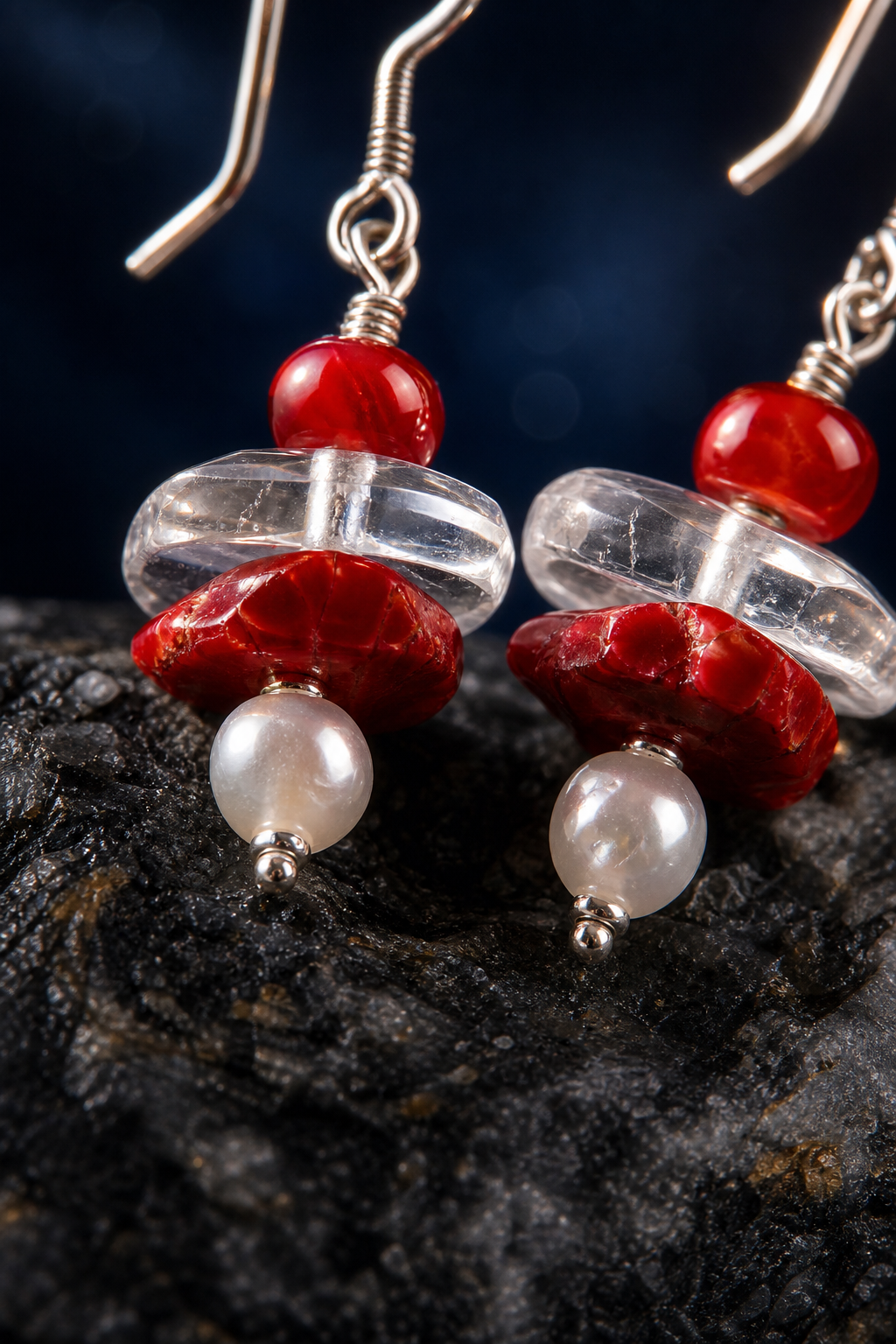 Crimson Overture Agate Earrings crystal texture close-up