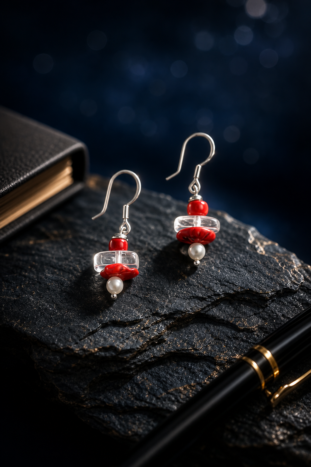 Crimson Overture Agate Earrings styled for daily wear, work desk, travel ritual use