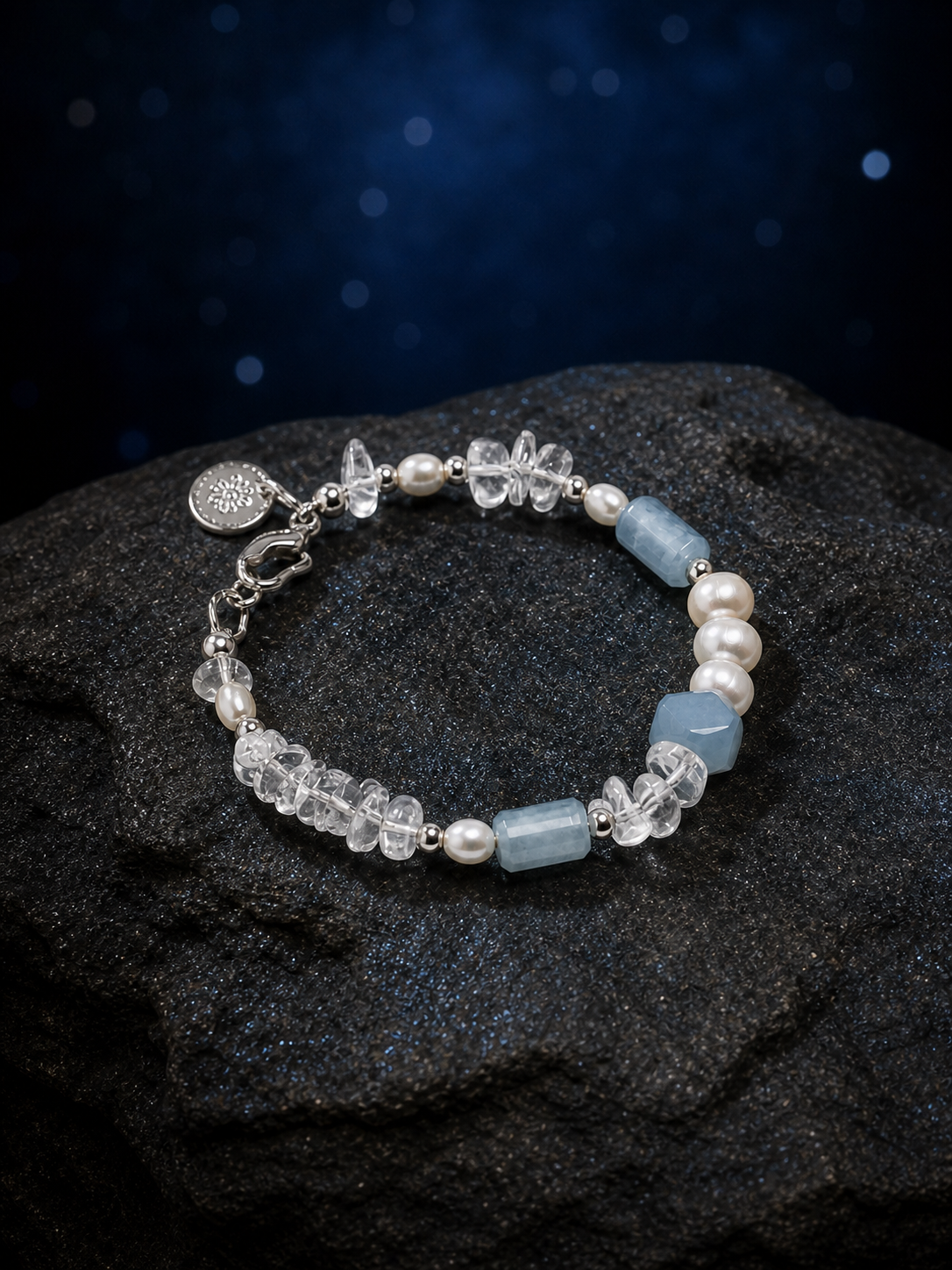 Crystal Tide Blue Onyx Bracelet angled three-quarter product view