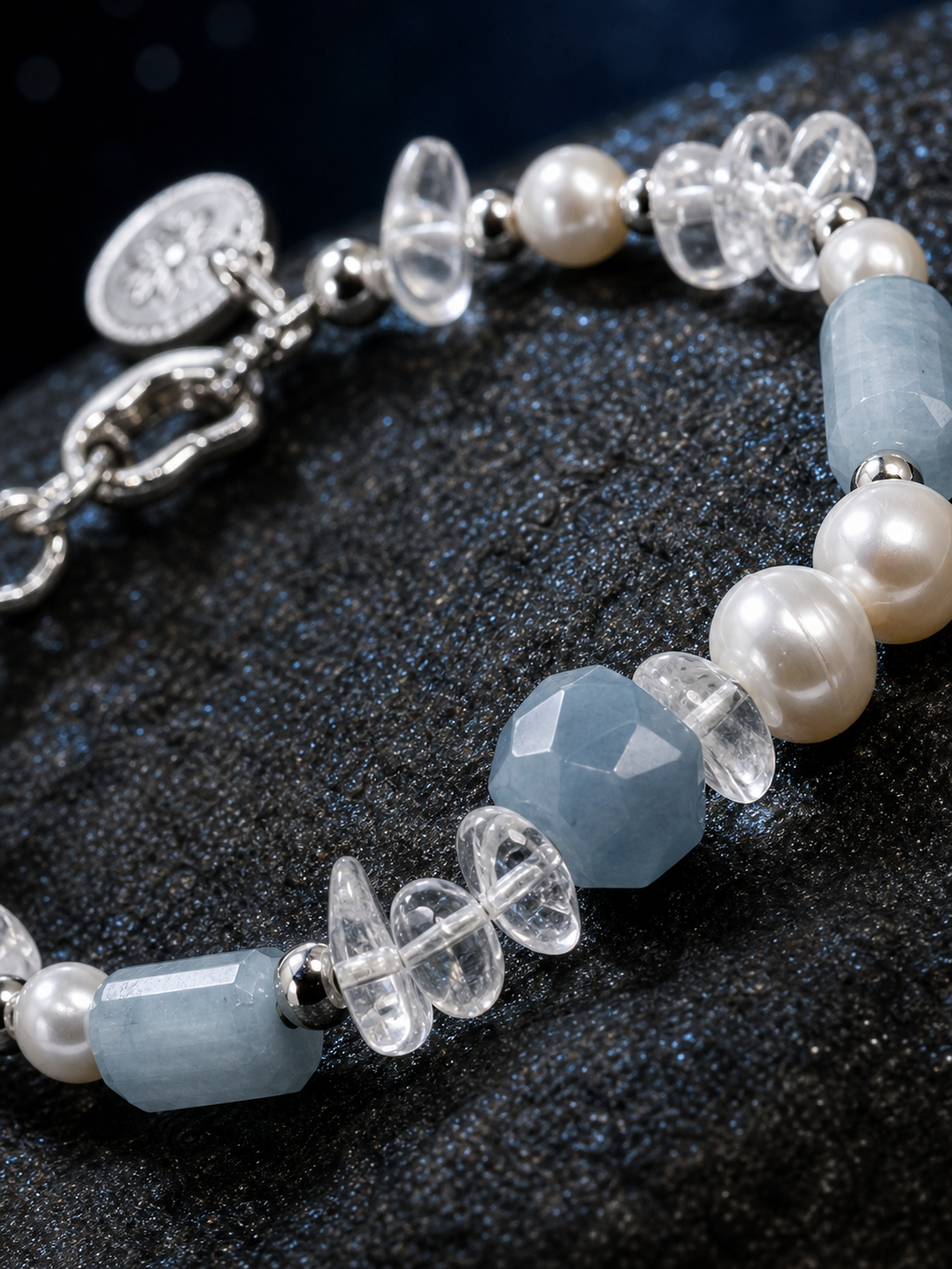 Crystal Tide Blue Onyx Bracelet crystal texture close-up
