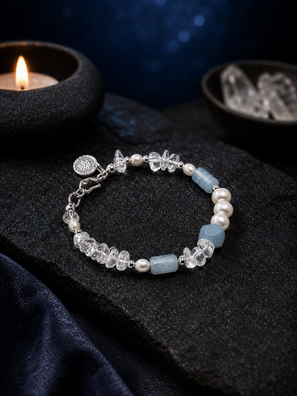 Crystal Tide Blue Onyx Bracelet styled for daily wear, meditation, travel ritual use