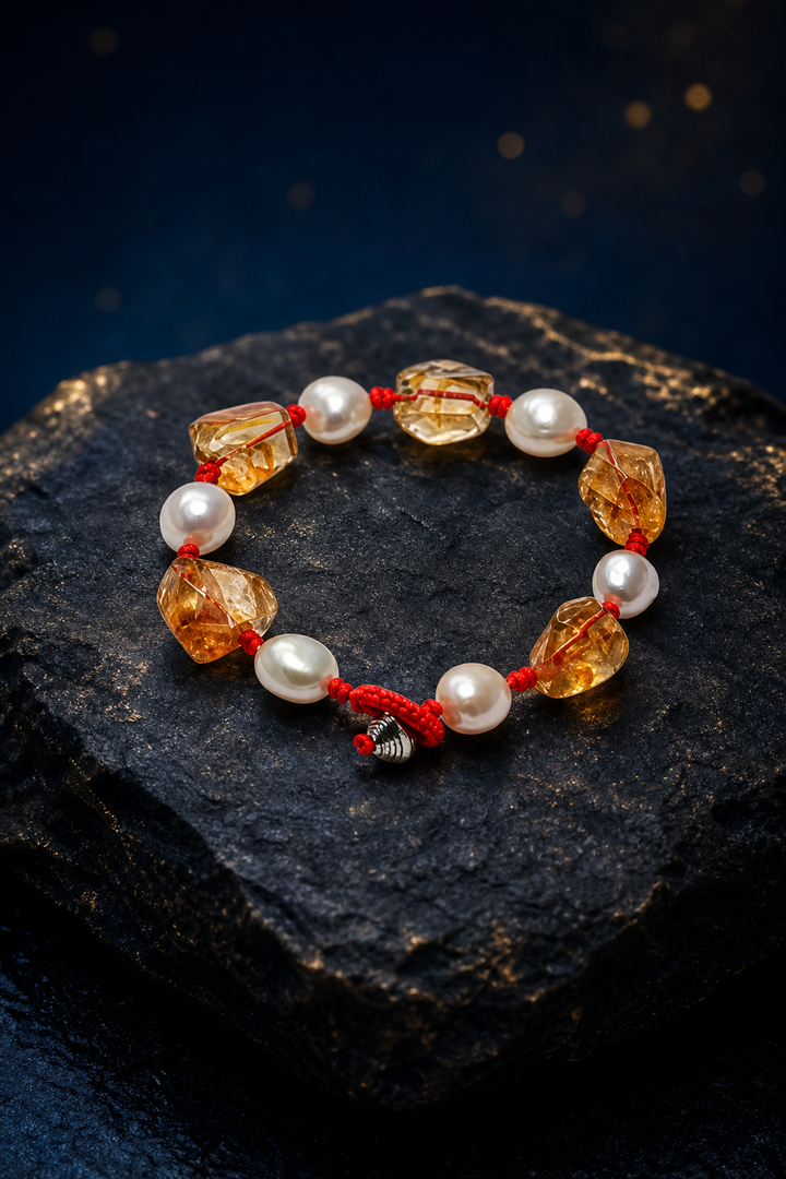 Ember Cord Citrine Pearl Bracelet side or closure detail