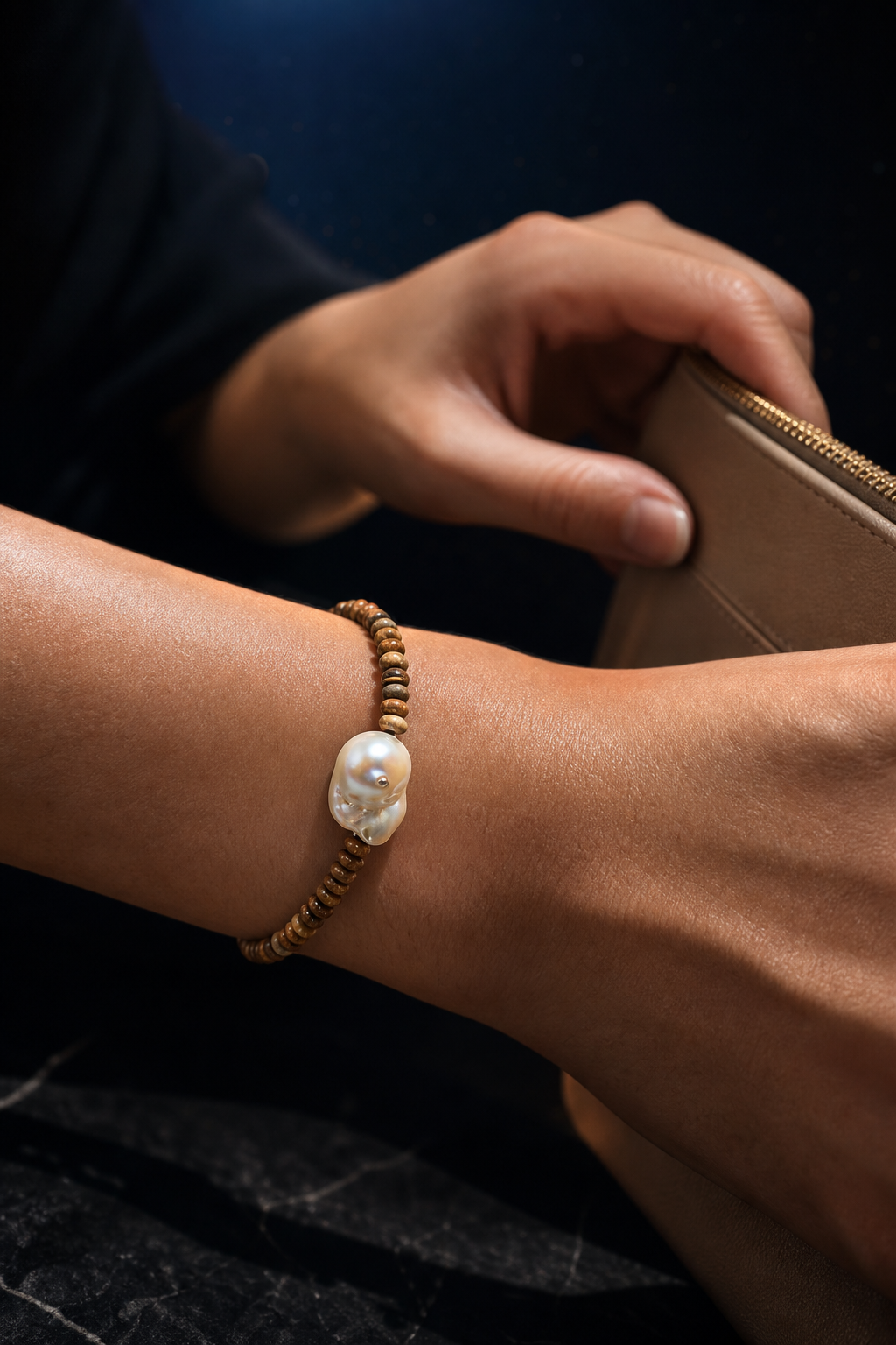 Forest Amber Pearl Bracelet lifestyle ritual context