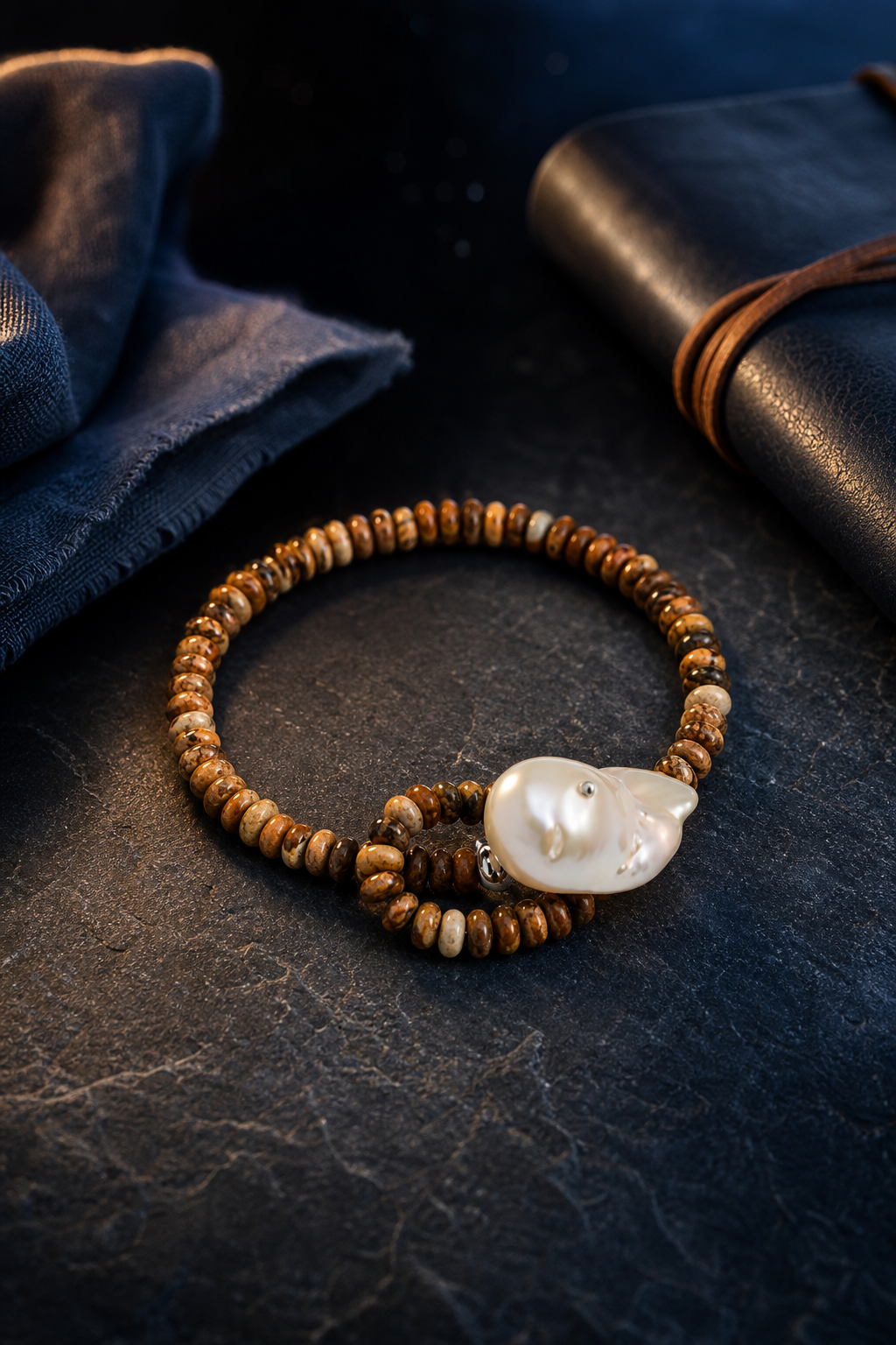 Forest Amber Pearl Bracelet styled for daily wear, travel, meditation ritual use