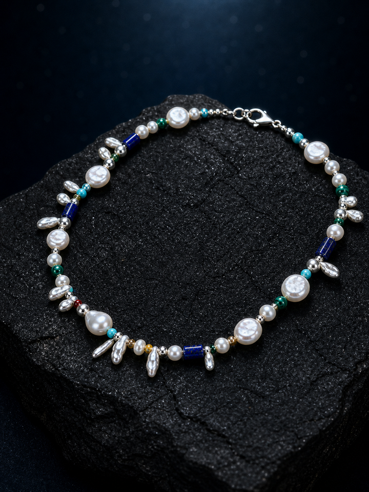 Forest Isle Silver Sequence Necklace side or closure detail