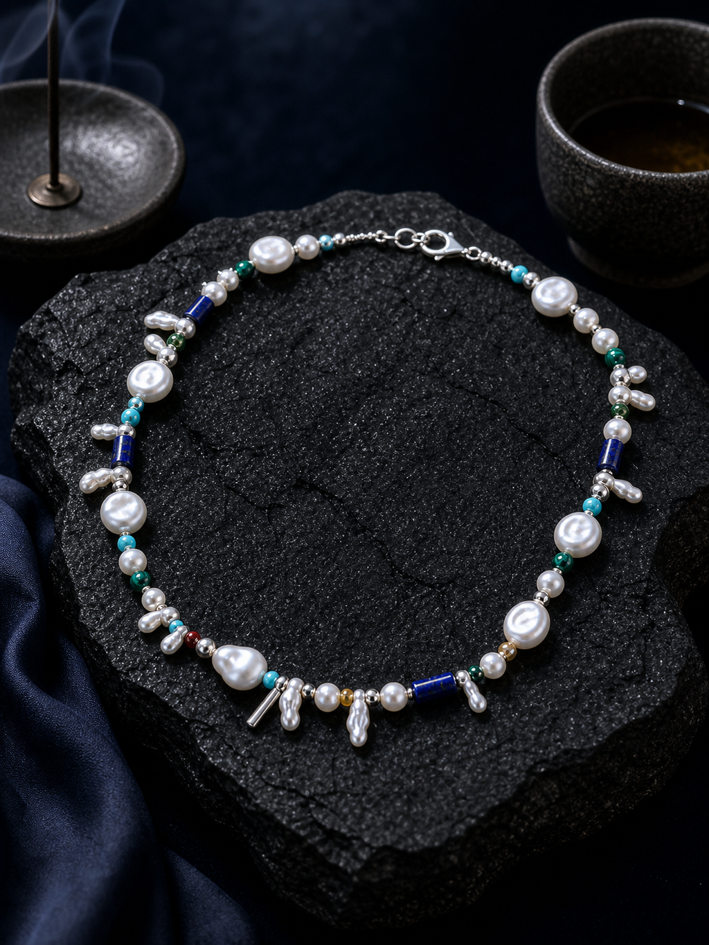 Forest Isle Silver Sequence Necklace styled for daily wear, travel, work desk ritual use