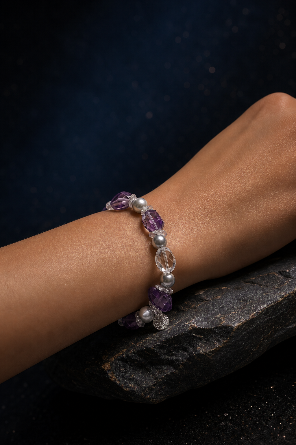 Frost Violet Quartz Pearl Bracelet lifestyle ritual context