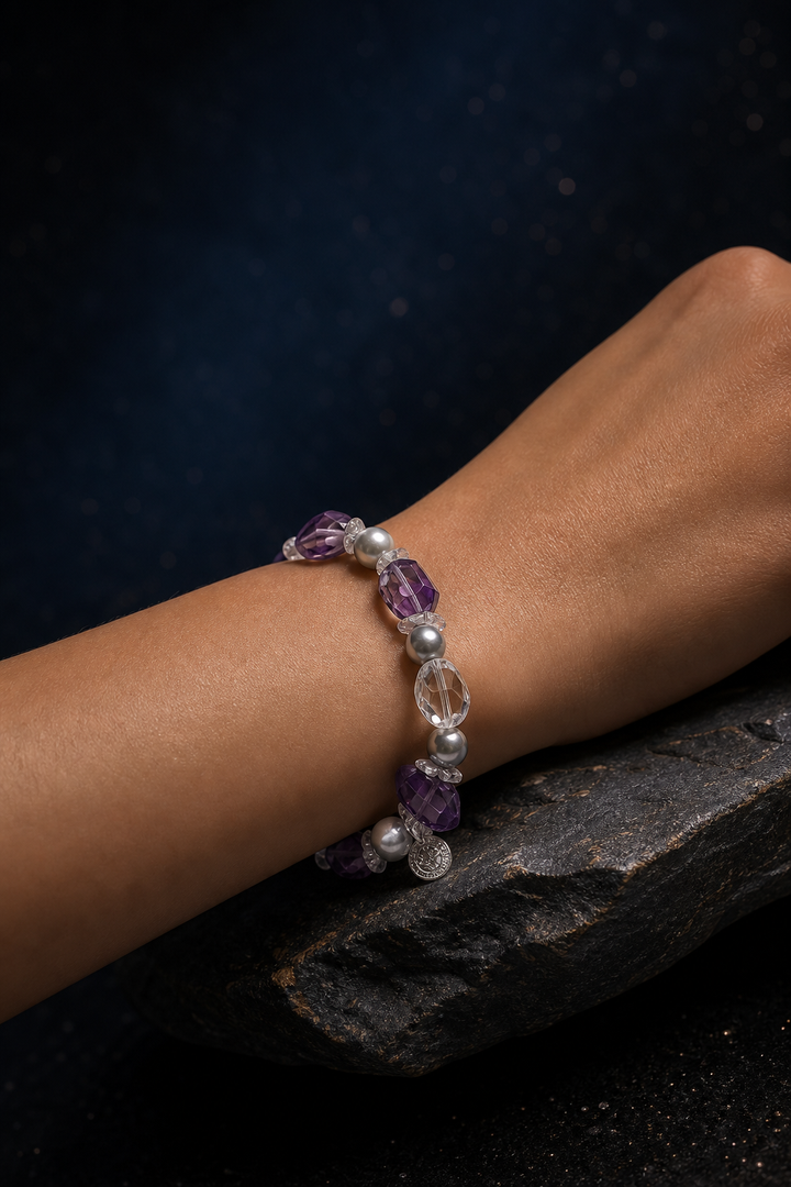 Frost Violet Quartz Pearl Bracelet lifestyle ritual context