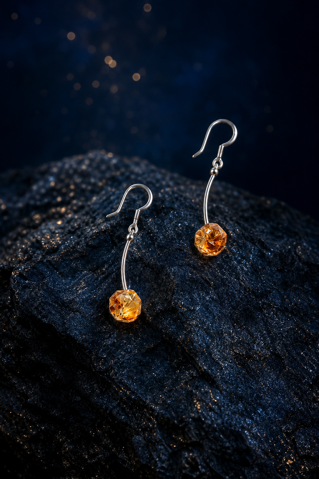 Golden Arc Citrine Earrings (5.5 cm) angled three-quarter product view