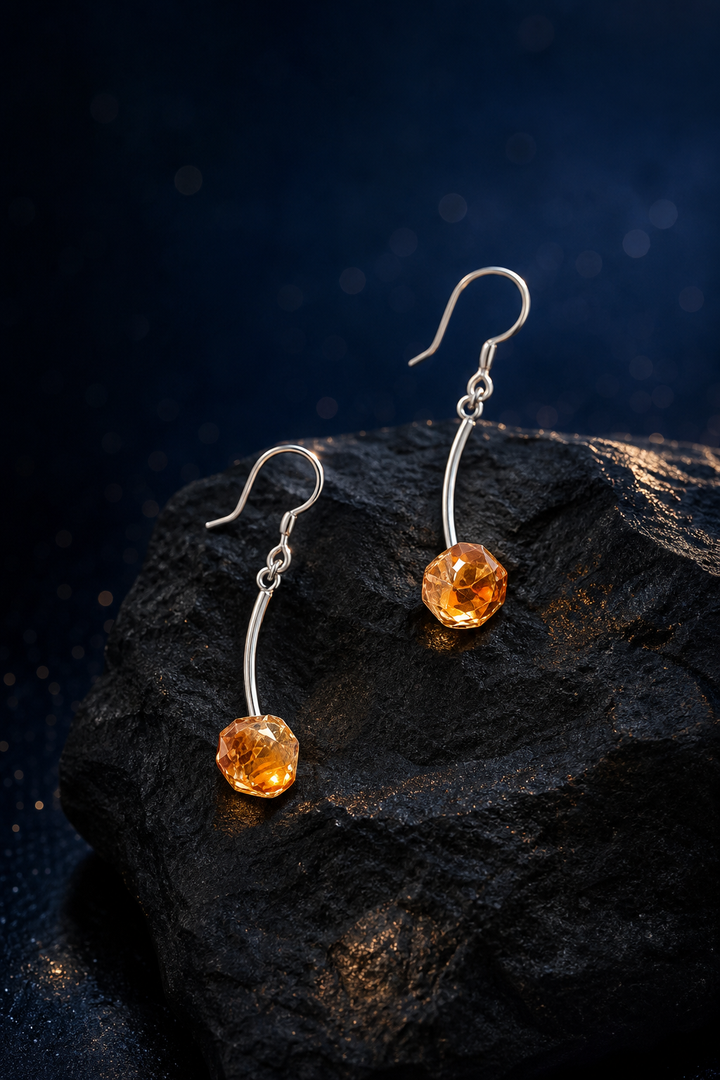 Golden Arc Citrine Earrings (5.5 cm) side or closure detail