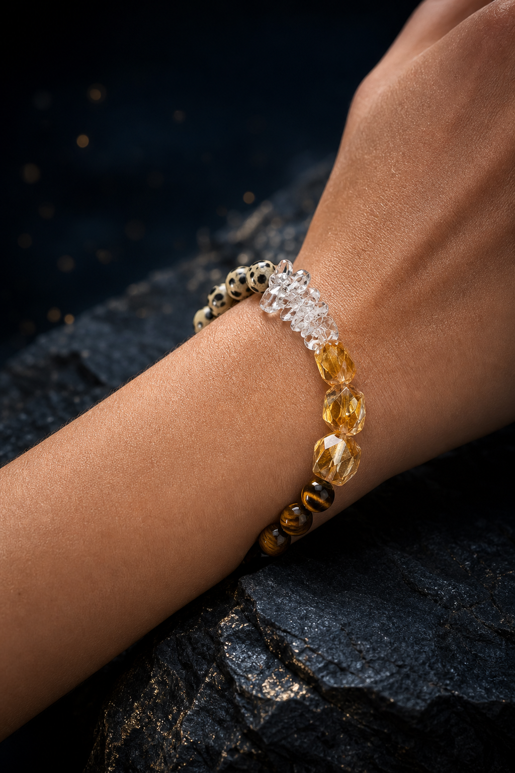 Golden Fortress Tiger's Eye Citrine Bracelet faceless model close-up