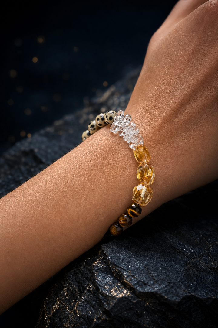 Golden Fortress Tiger's Eye Citrine Bracelet faceless model close-up