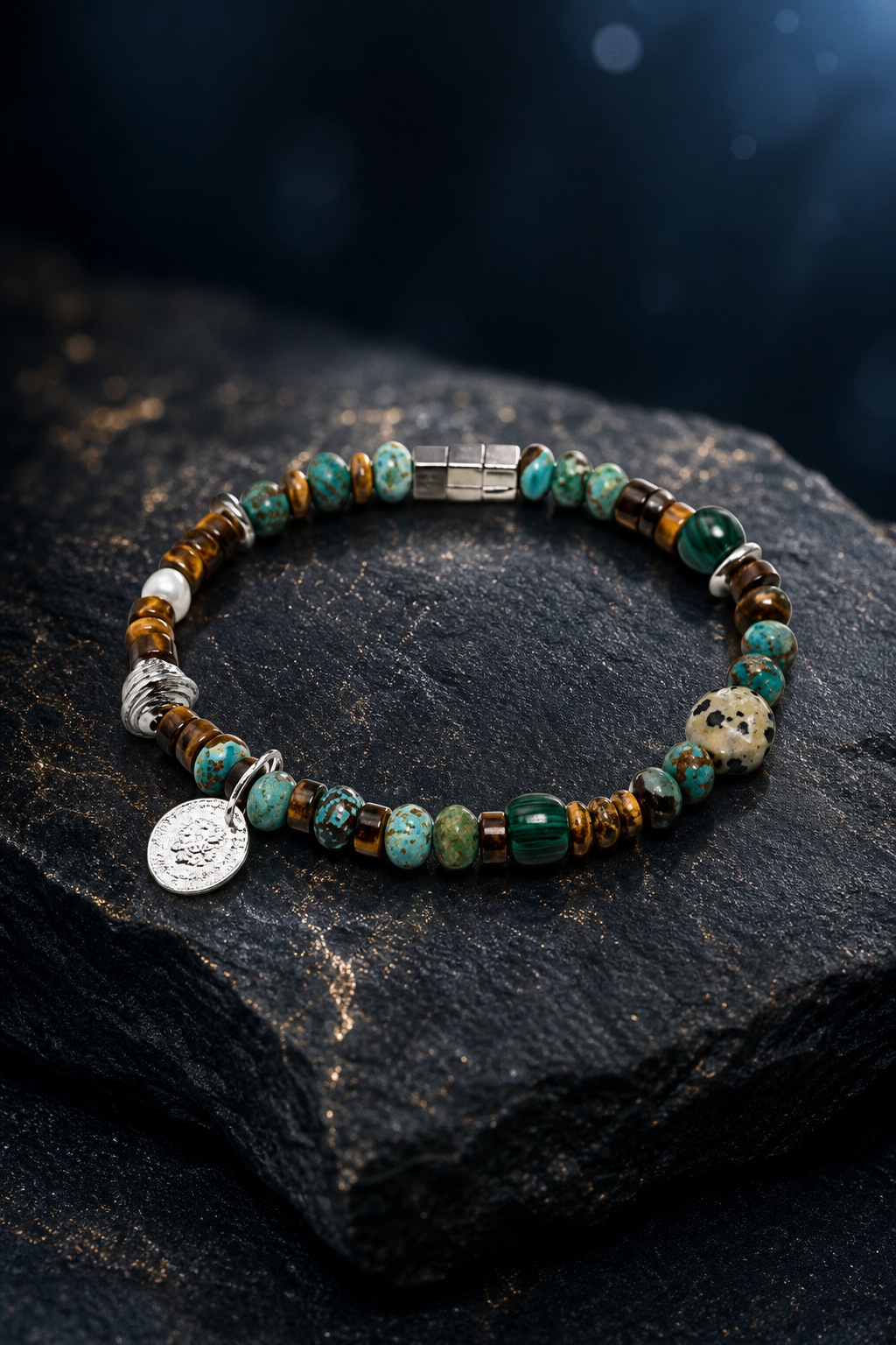 Golden Pine Mixed Gem Bracelet side or closure detail