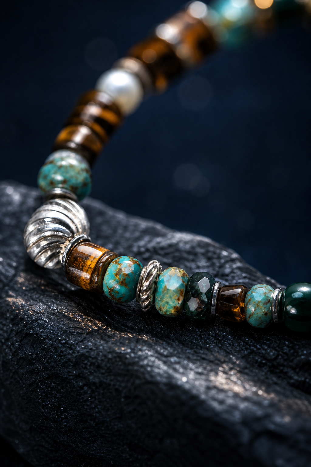 Golden Pine Mixed Gem Bracelet crystal texture close-up