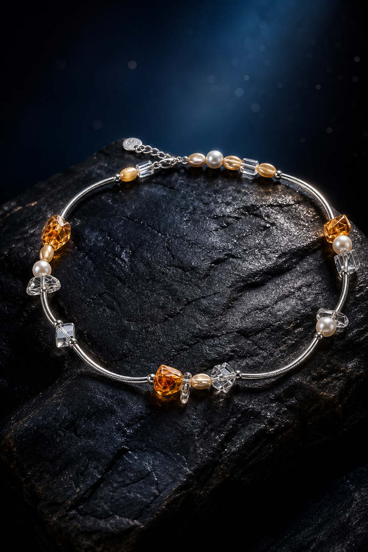 Golden Rivulet Citrine Pearl Necklace side or closure detail