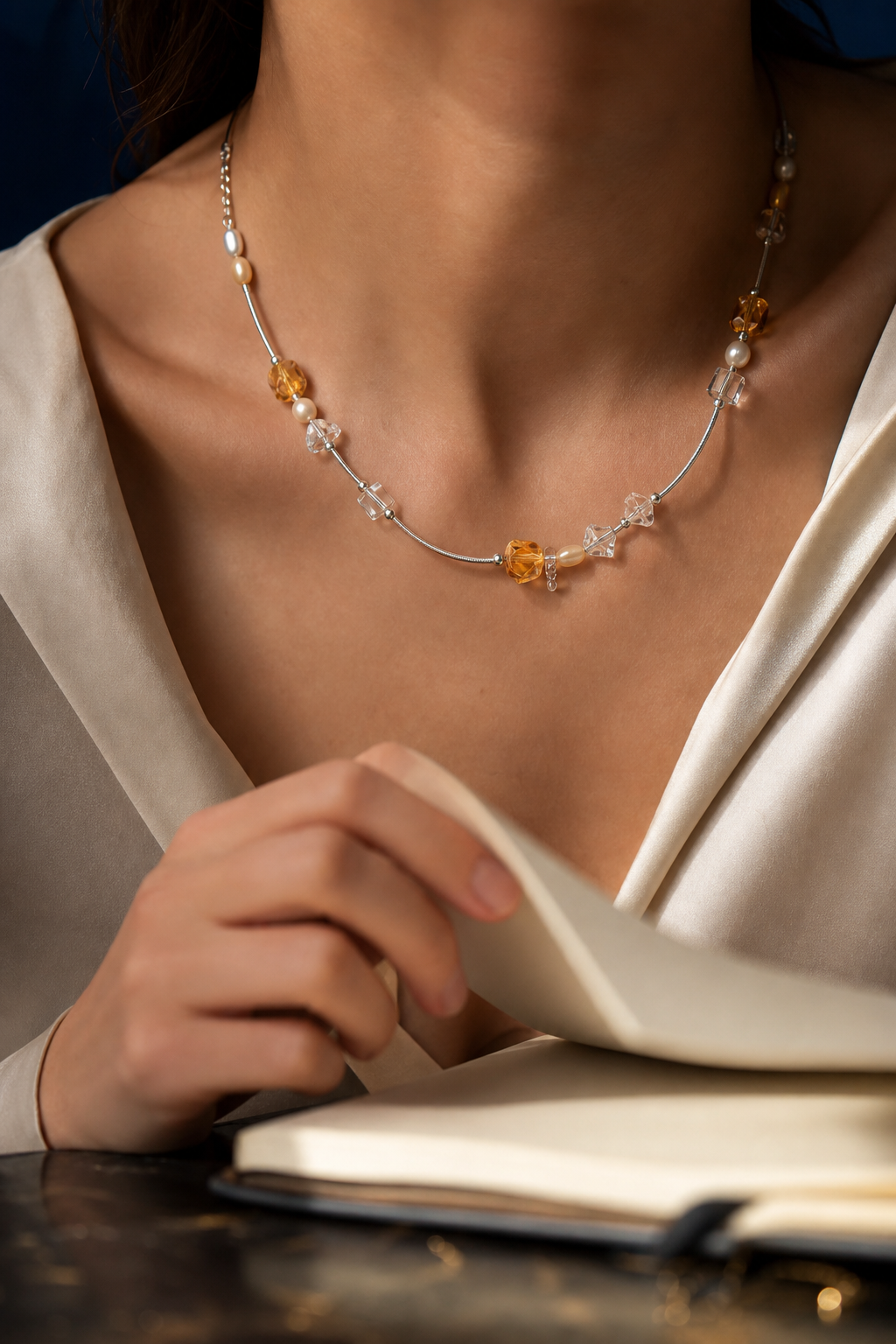 Golden Rivulet Citrine Pearl Necklace lifestyle ritual context