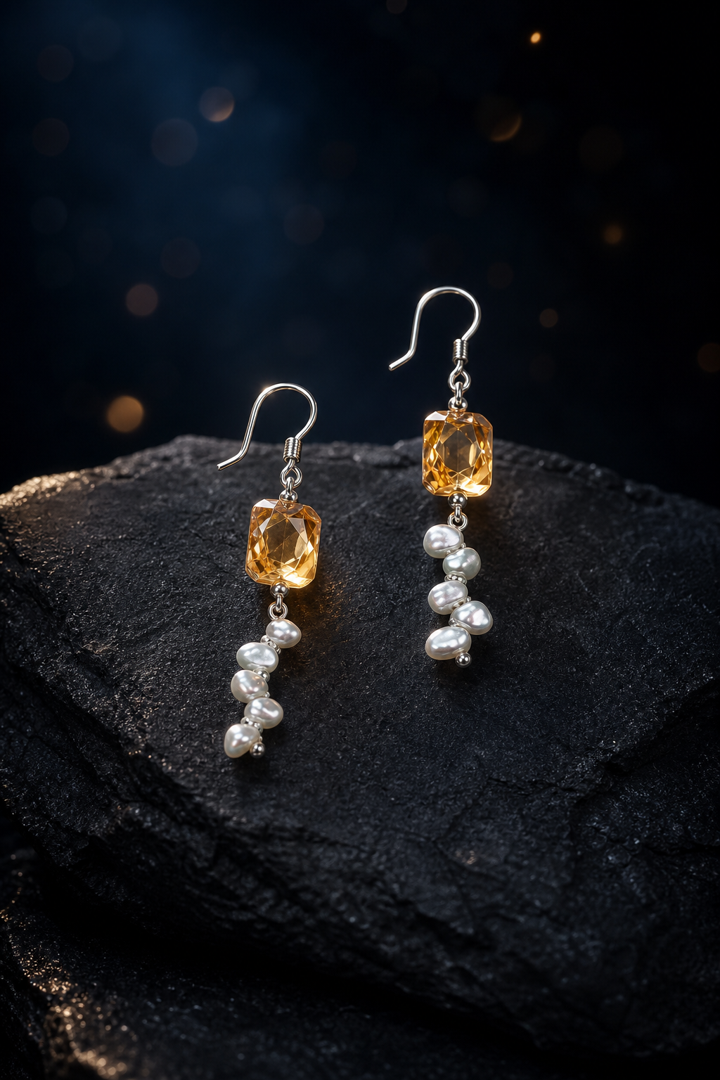 Honey Cascade Citrine Pearl Earrings (6.0 cm) side or closure detail