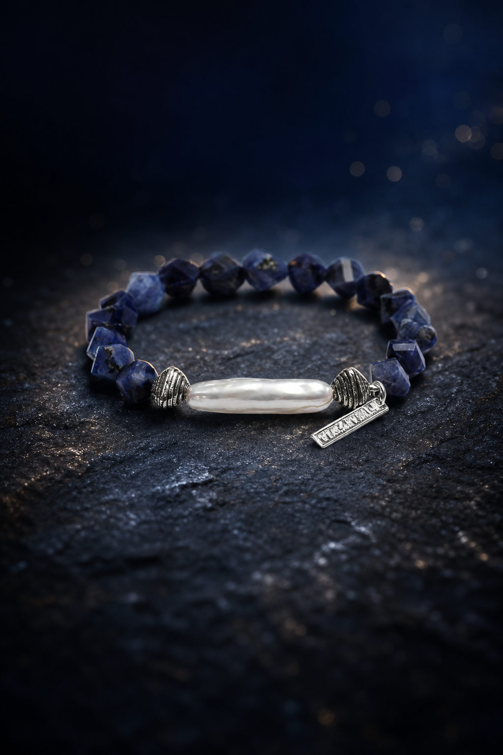 Ice Current Blue Pearl Bracelet angled three-quarter product view