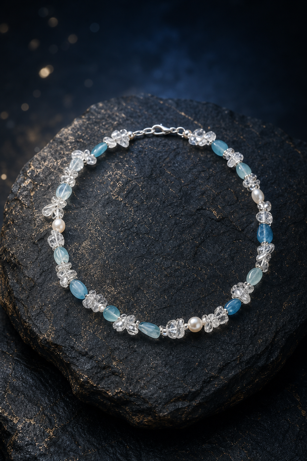 Ice Thread Blue Quartz Necklace styled for daily wear, travel, work desk ritual use