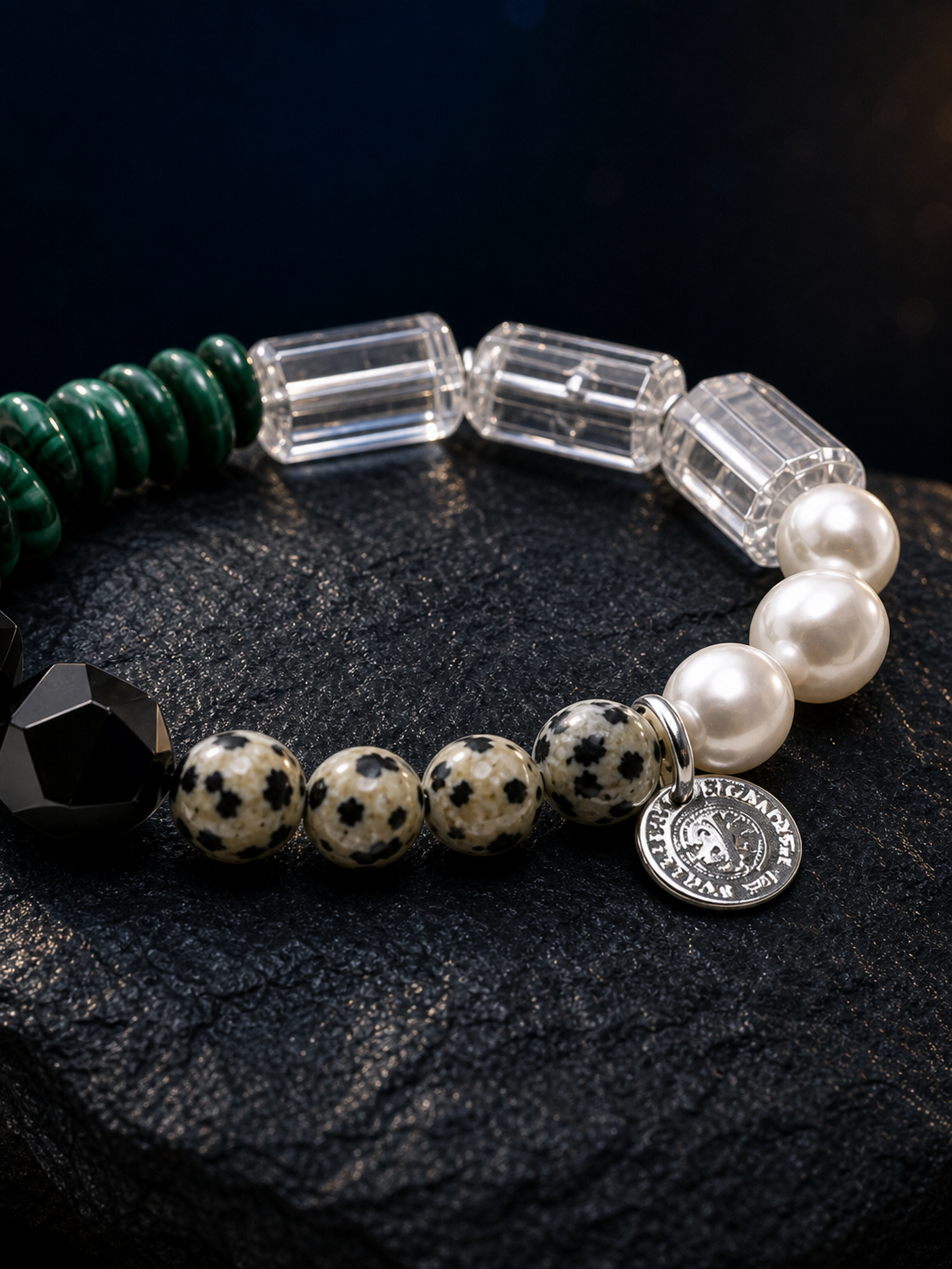 Ink Ridge Malachite Pearl Bracelet side or closure detail