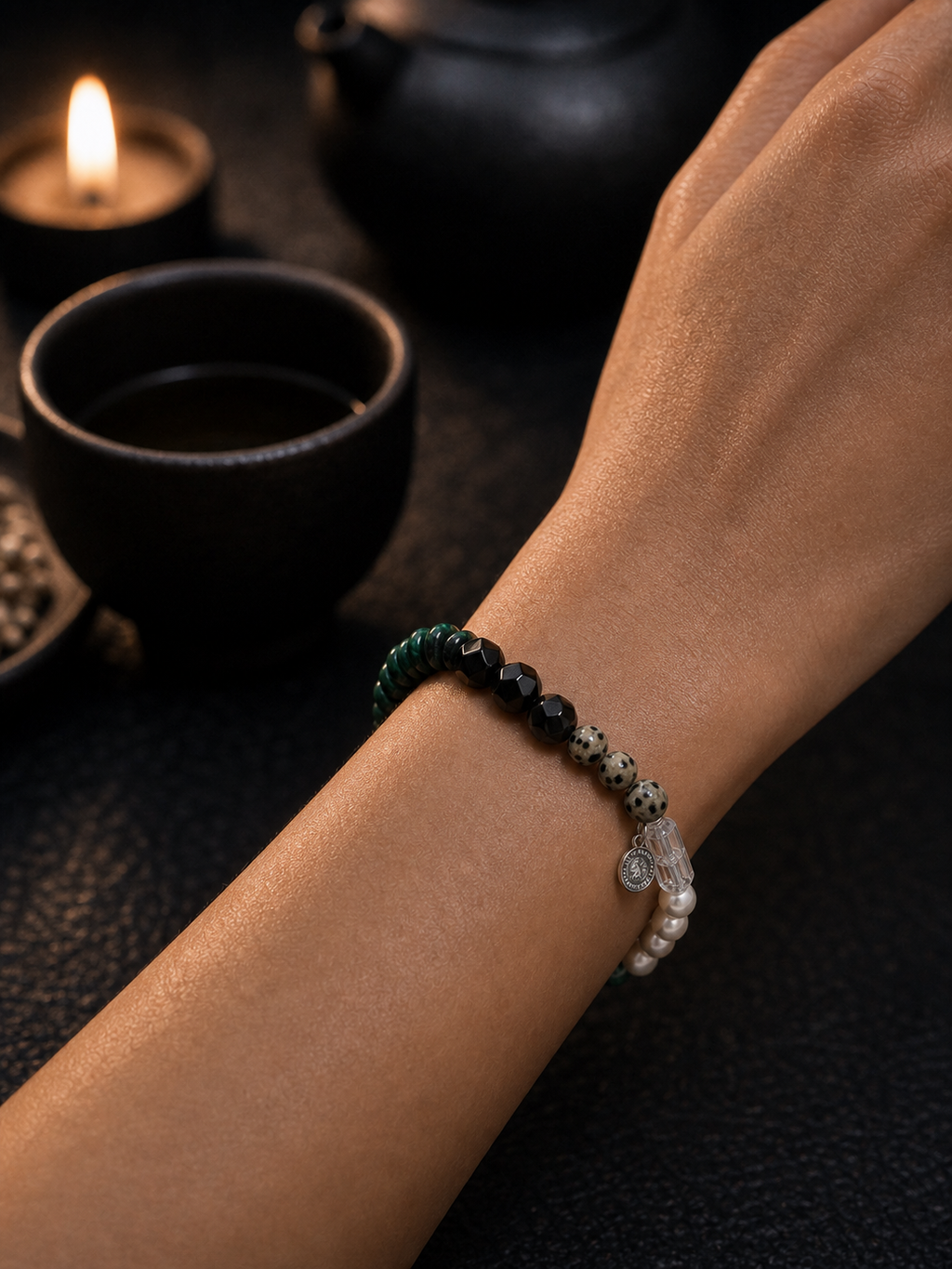 Ink Ridge Malachite Pearl Bracelet lifestyle ritual context