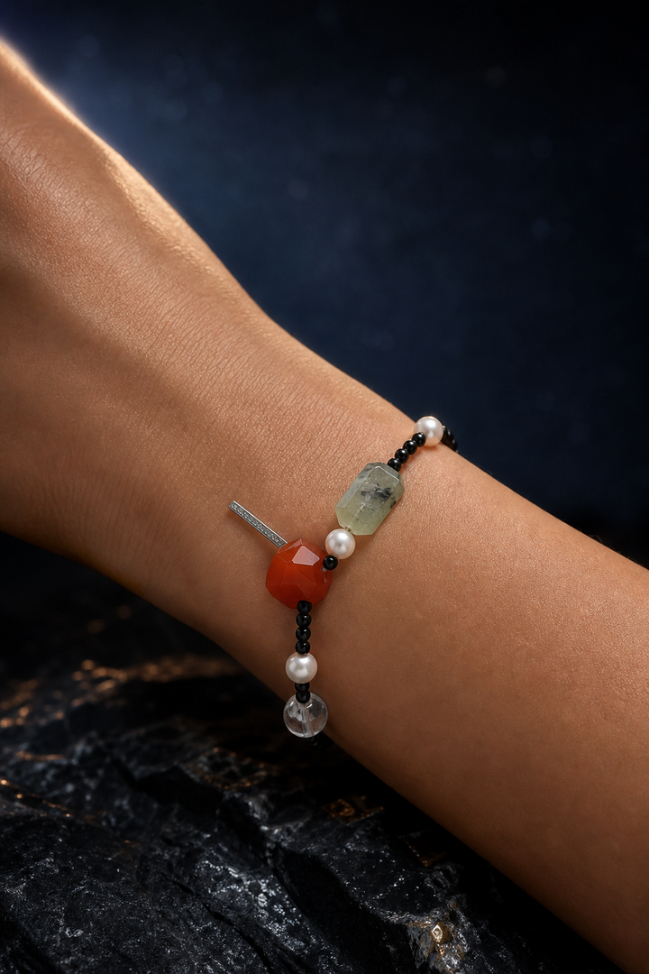 Jadeflare Mixed Gem Bracelet faceless model close-up