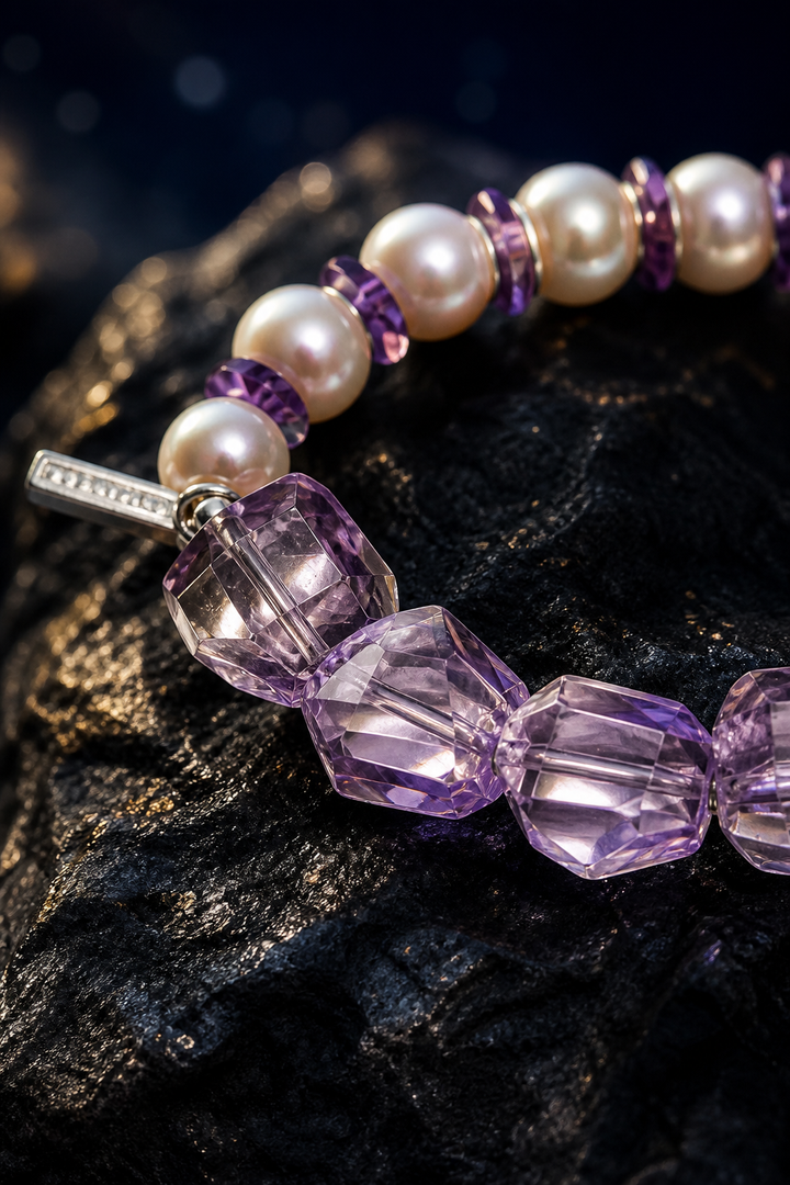 Lilac Drift Amethyst Bracelet crystal texture close-up