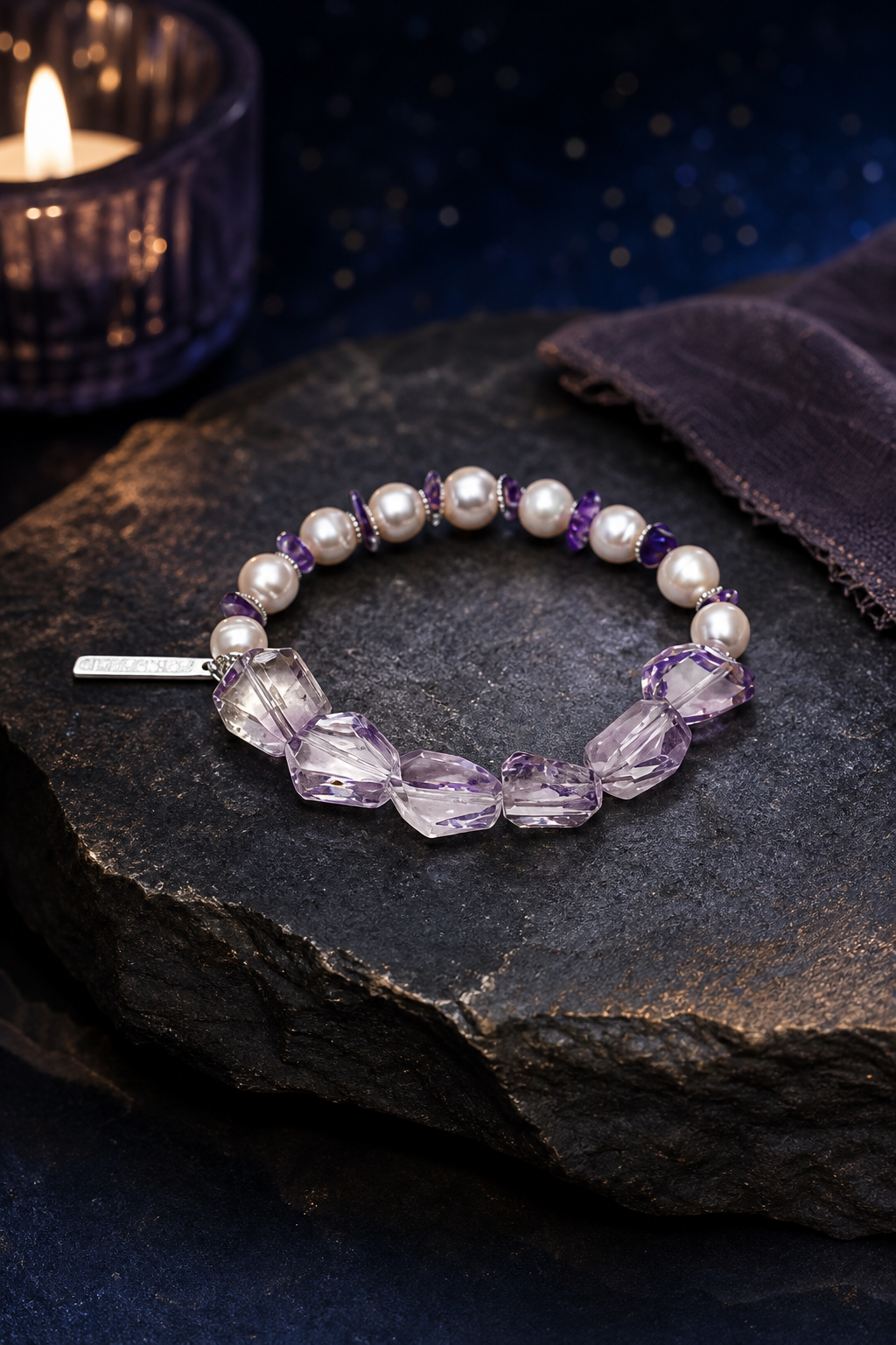 Lilac Drift Amethyst Bracelet styled for daily wear, meditation, bedside ritual use