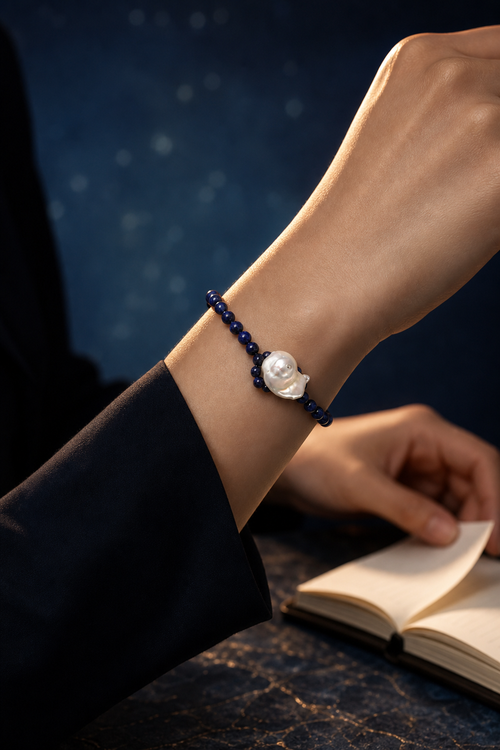 Midnight Lapis Pearl Bracelet lifestyle ritual context