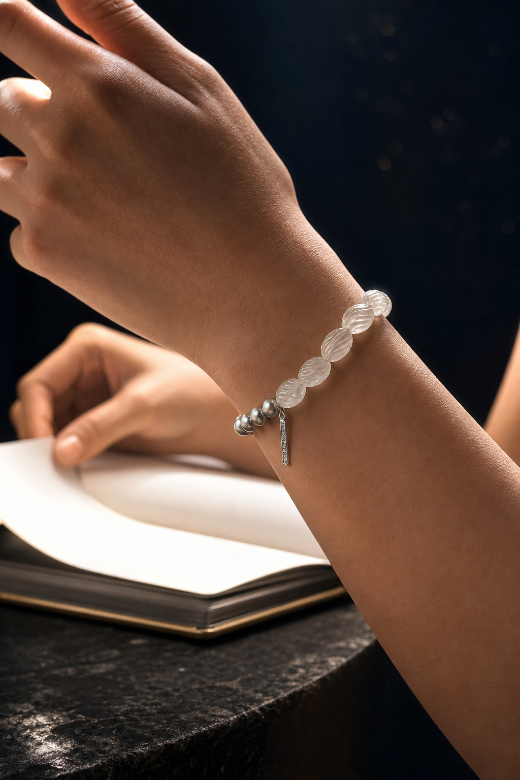 Mistglass Quartz Pearl Bracelet lifestyle ritual context