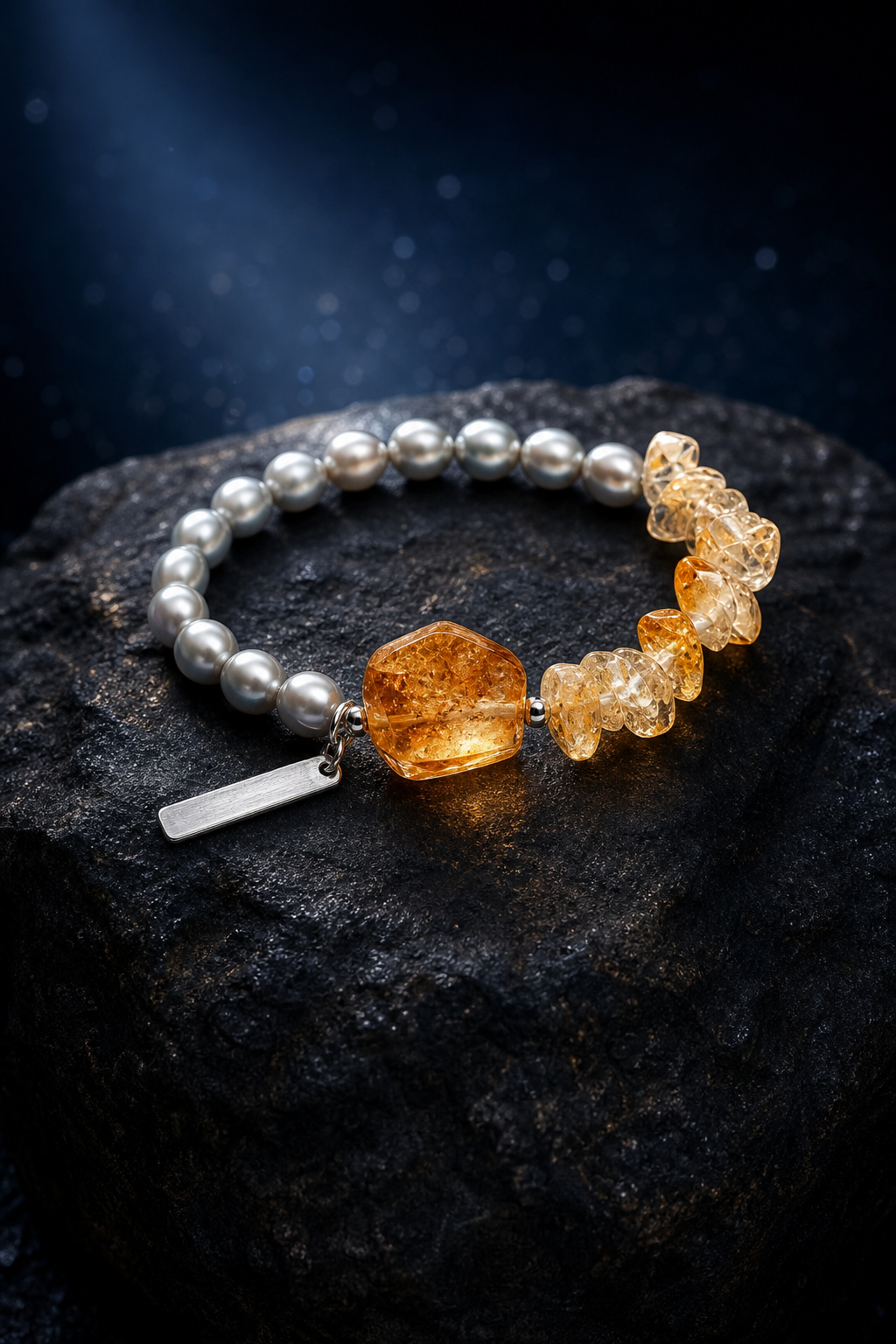 Mistwarm Citrine Pearl Bracelet angled three-quarter product view