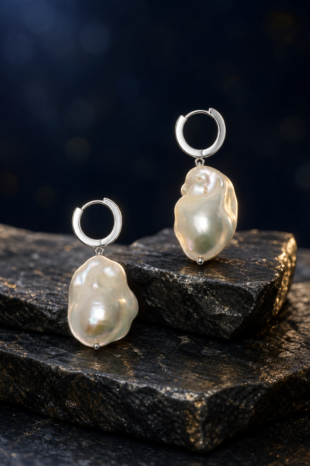 Moonfall Baroque Pearl Earrings side or closure detail