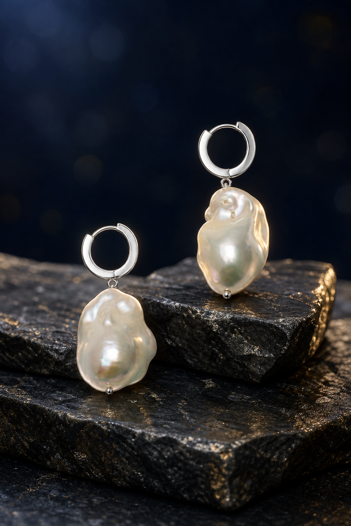 Moonfall Baroque Pearl Earrings side or closure detail