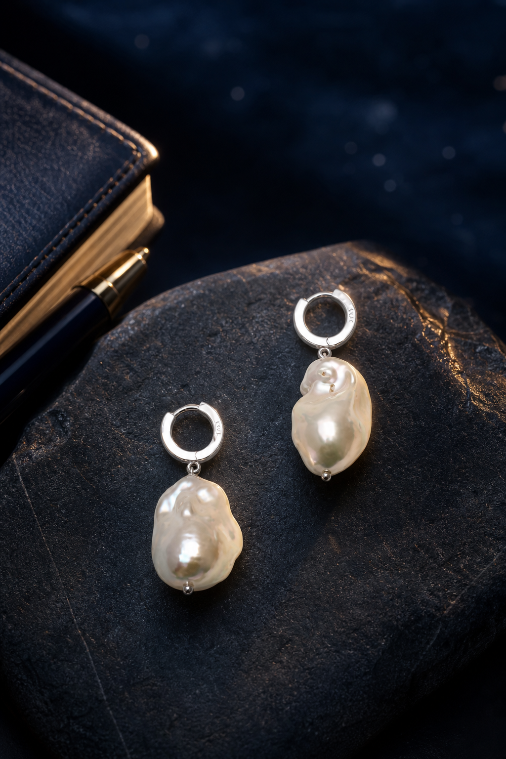 Moonfall Baroque Pearl Earrings styled for daily wear, travel, work desk ritual use