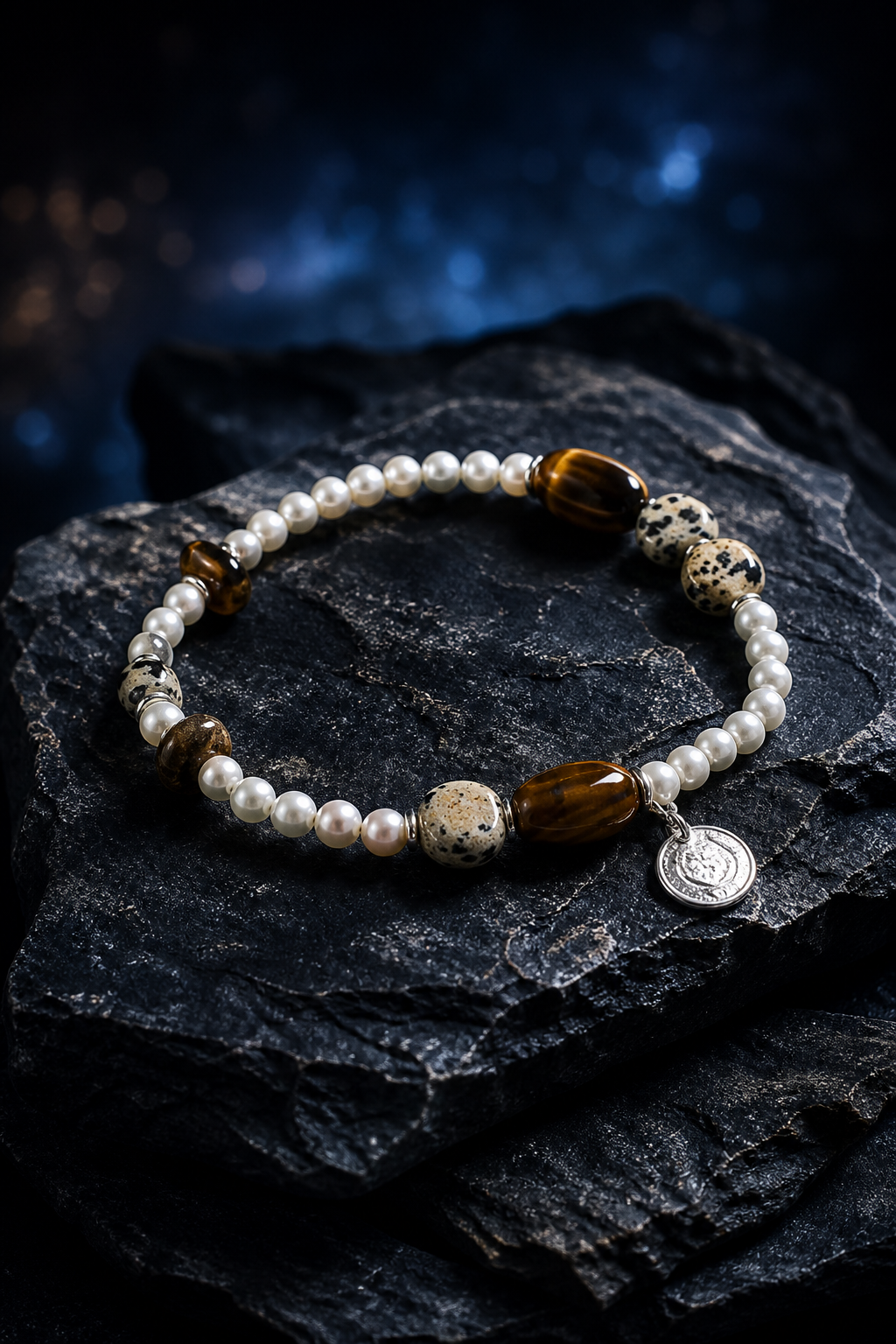 Moonmark Tiger's Eye Pearl Bracelet side or closure detail