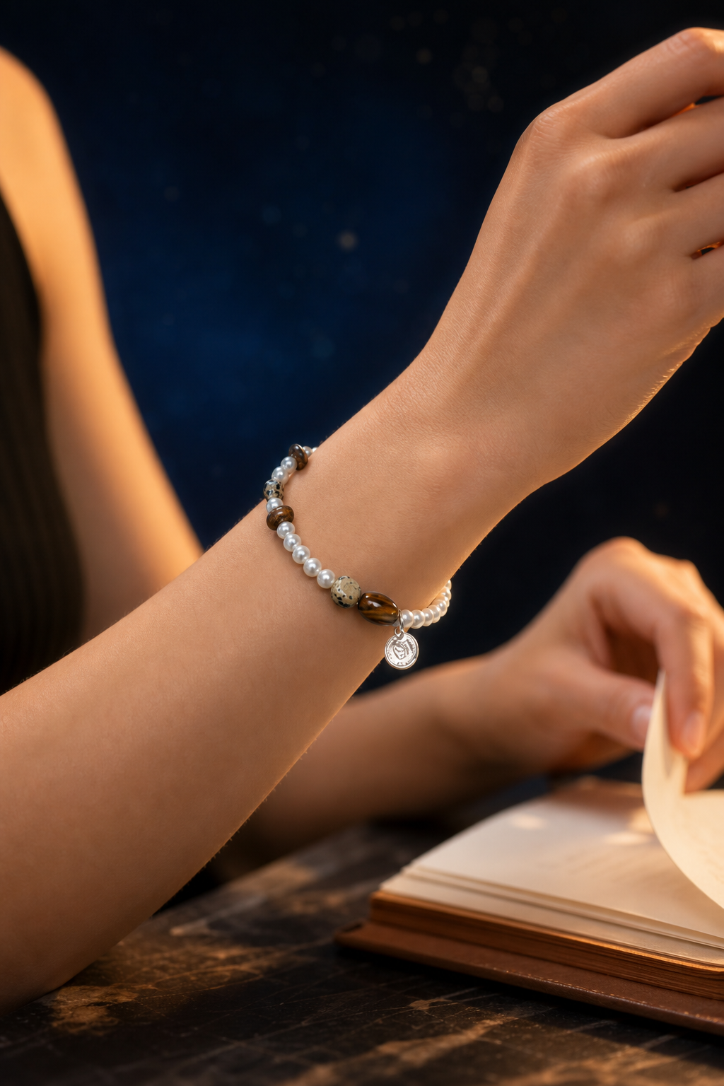 Moonmark Tiger's Eye Pearl Bracelet lifestyle ritual context