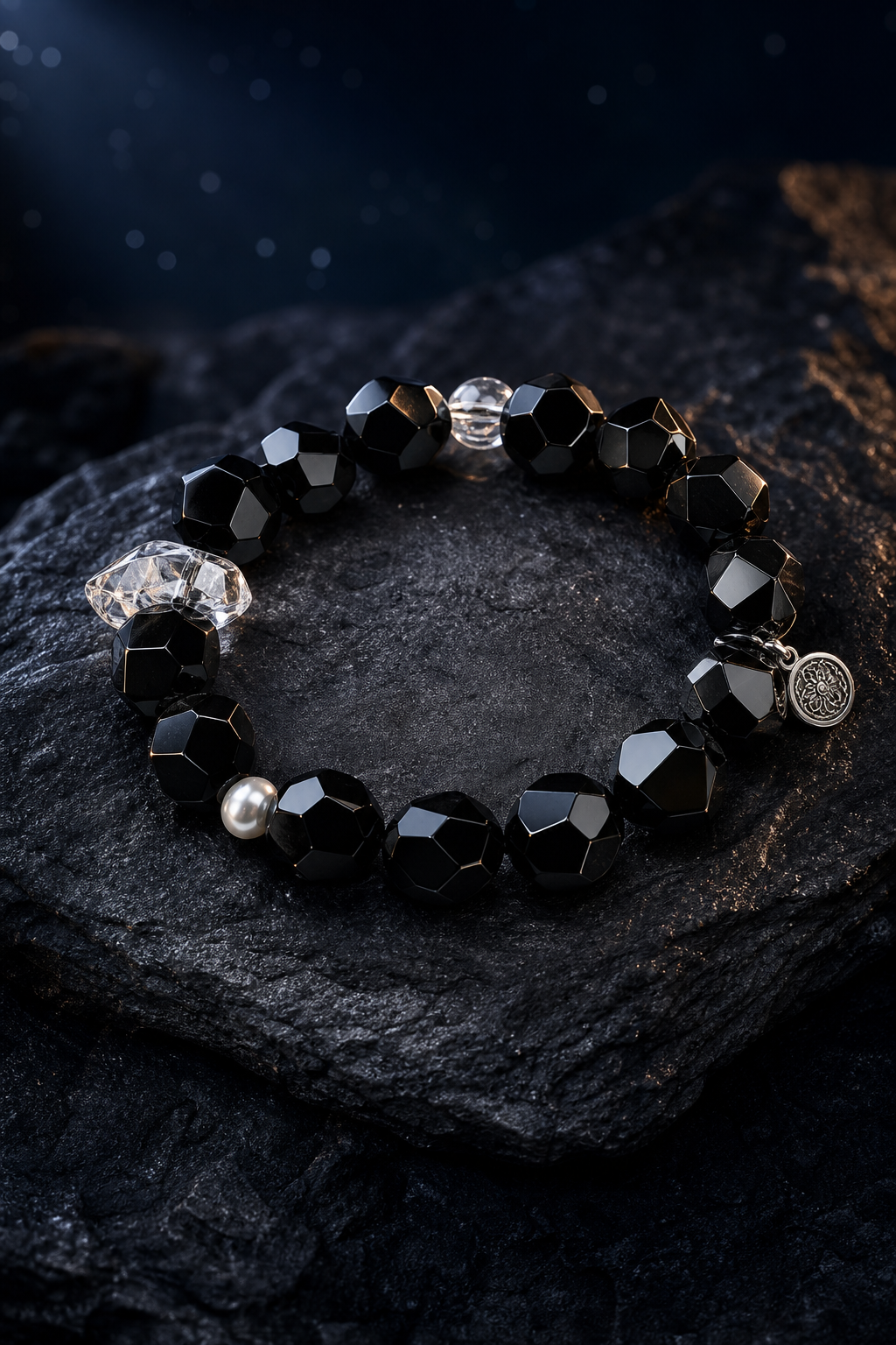 Night Current Agate Quartz Bracelet crystal texture close-up