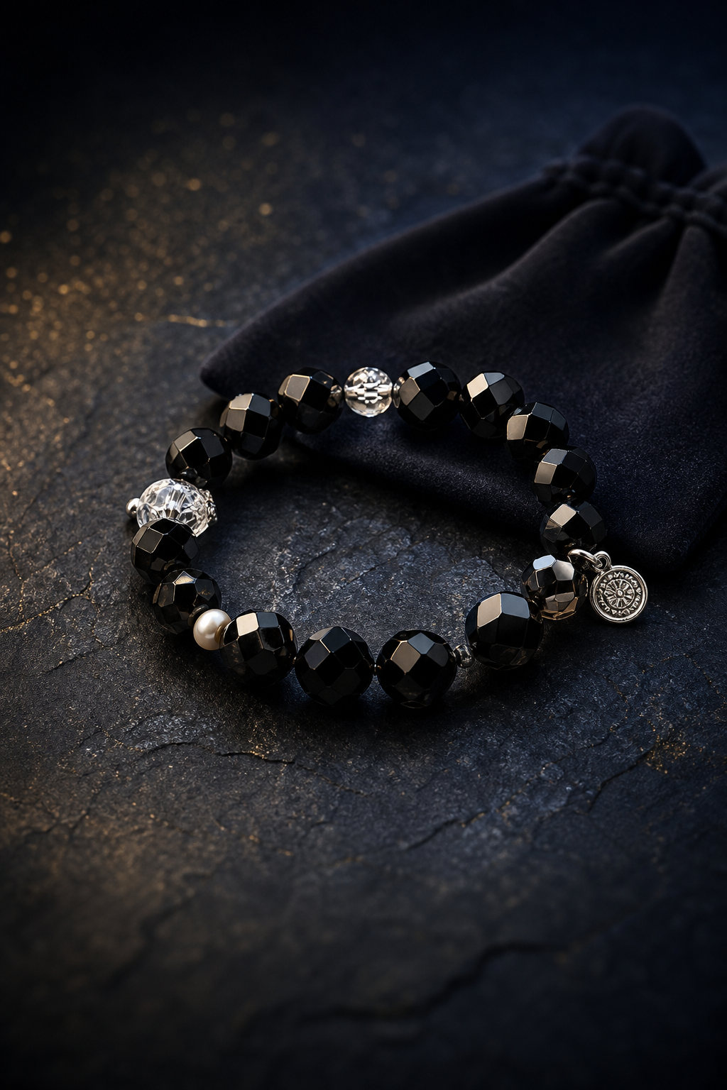 Night Current Agate Quartz Bracelet packaging flat lay
